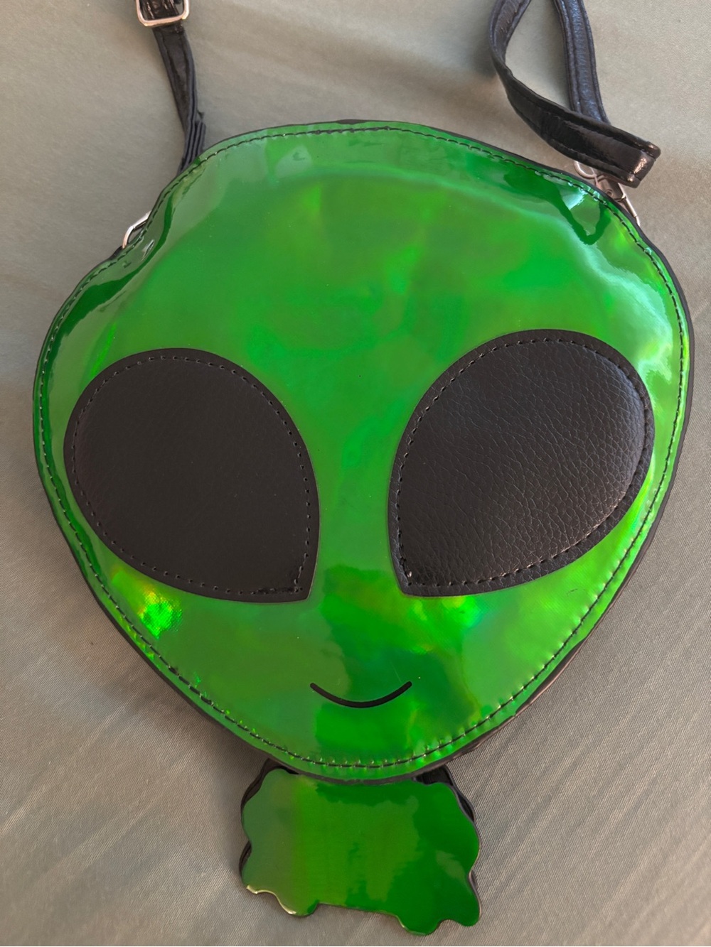 Green Alien Face Crossbody Bag